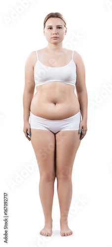 Bild auf Leinwand Full length portrait of overweight young woman