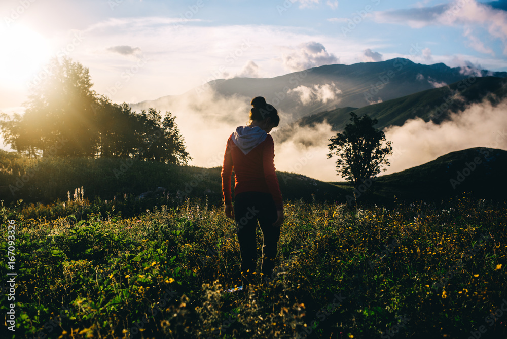 girl over clouds