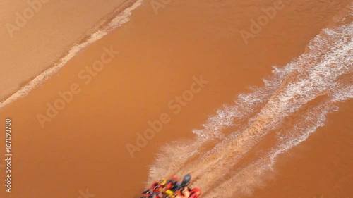 Recreational rafting view from above photo