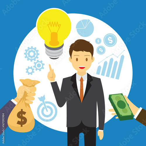 man selling idea for business