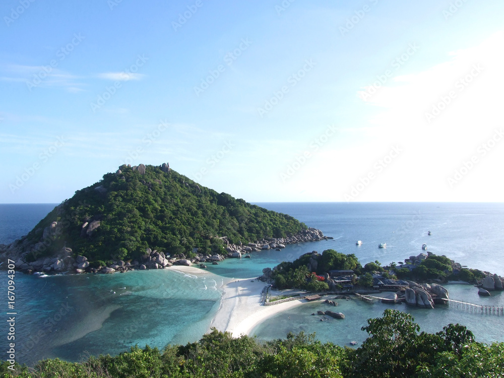 Nangyuan Island in Thailand on the mountain top view 