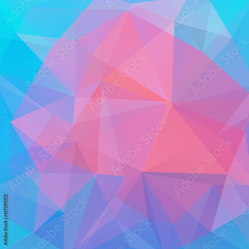 Abstract mosaic background. Triangle geometric background. Design elements. Vector illustration. Pink  blue  orange colors.