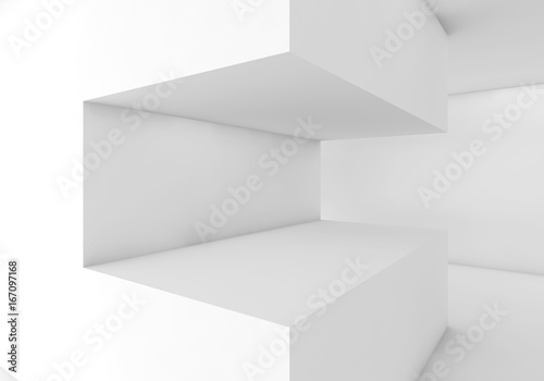 Abstract white empty interior, geometric 3 d