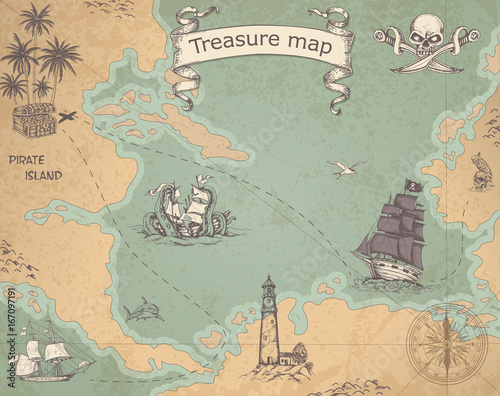 Fototapety Piraci  mapa-skarbow