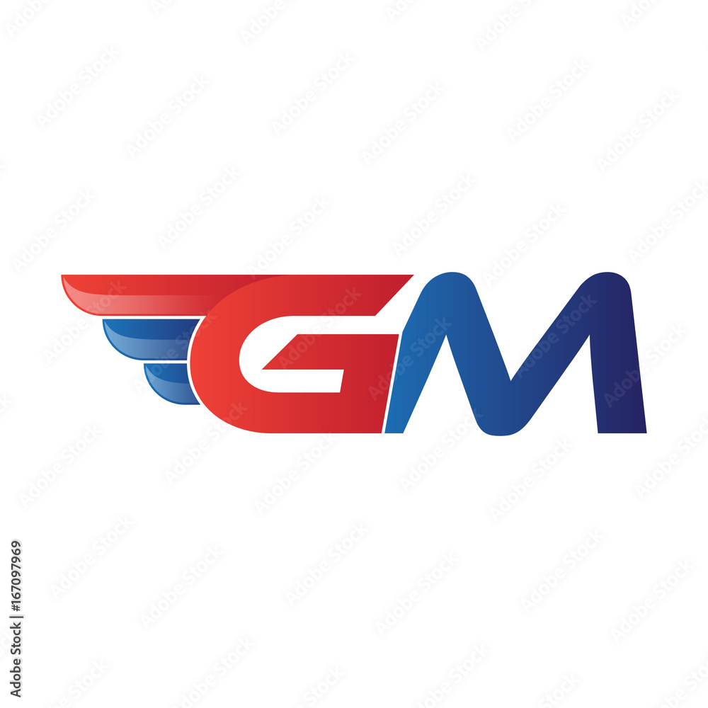 fast initial letter GM logo vector wing Stock Vector