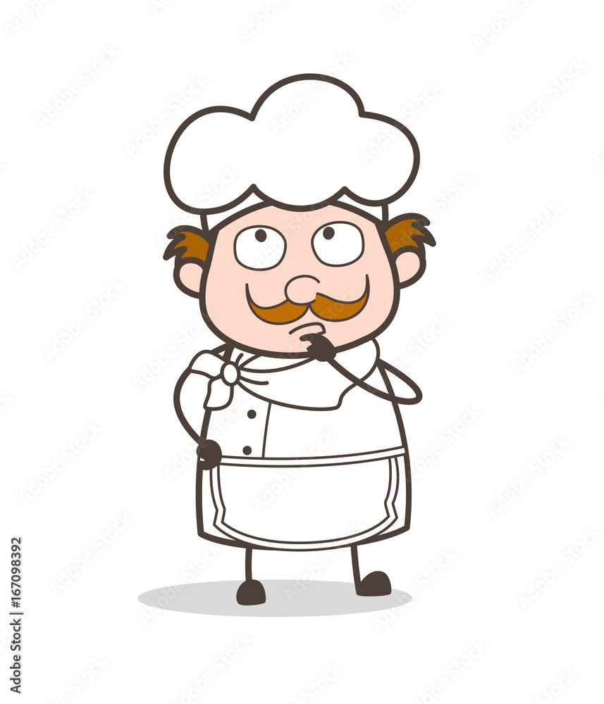 Cartoon Chef Thinking Face Vector Illustration Cartoon Chef Thinking Face Vector Illustration