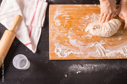 Kneading dough prepare for breafast food photo