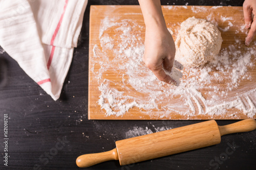 Kneading dough prepare for breafast food photo