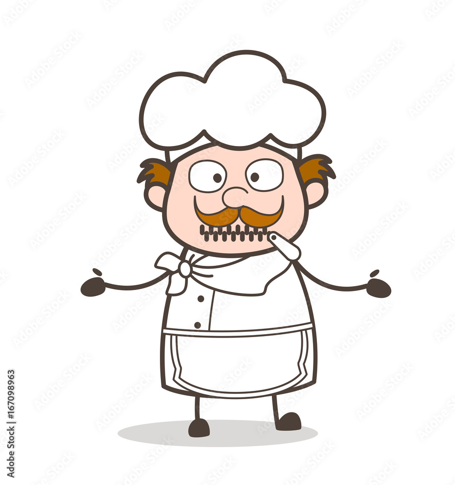 Cartoon Helpless Chef Zipper-Mouth Face Cartoon Helpless Chef Zipper-Mouth Face