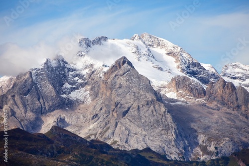 View of Marmolada  Dolomites mountains  Italy