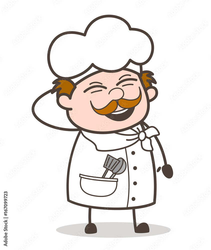 Cartoon Funny Chef Laughing Expression Vector Illustration Cartoon Funny Chef Laughing Expression Vector Illustration