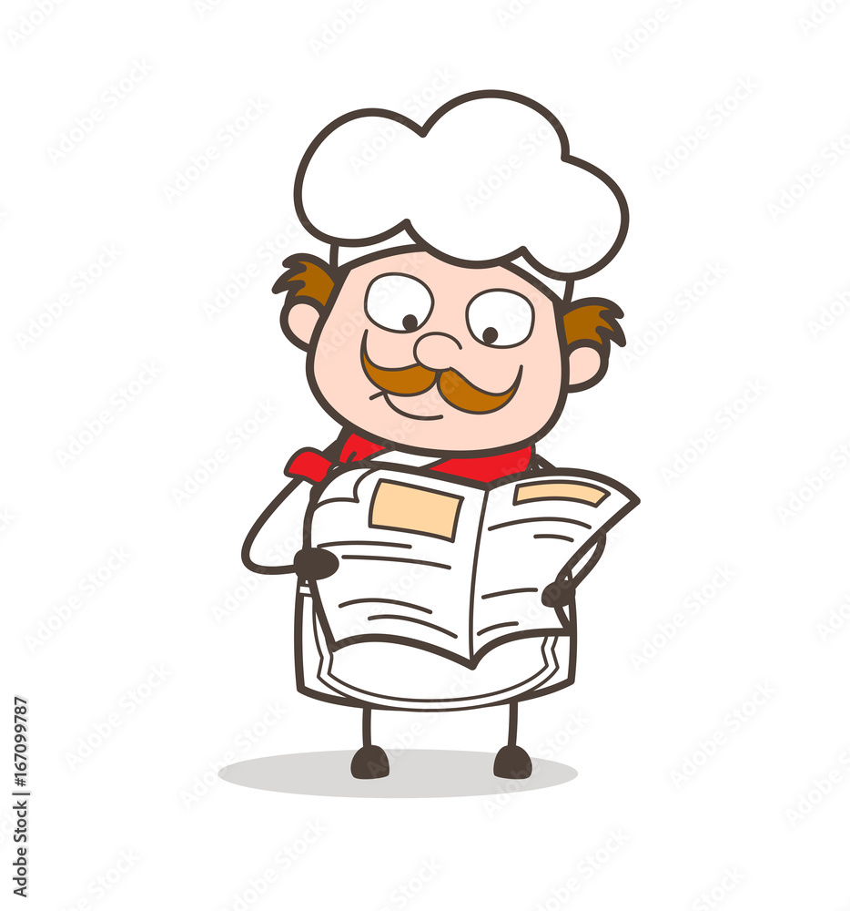 Cartoon Cooky Reading Newspaper Vector Illustration Cartoon Cooky Reading Newspaper Vector Illustration