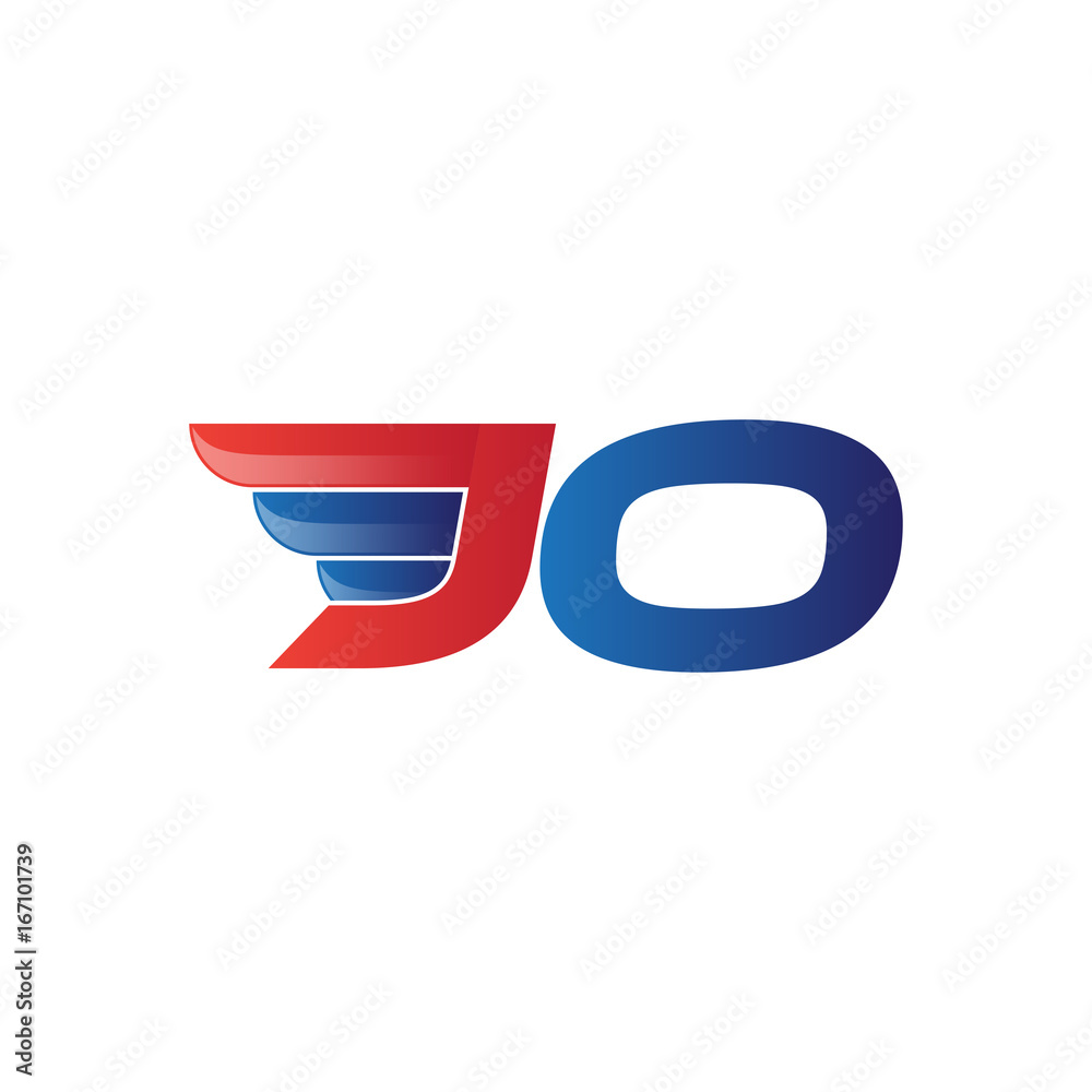 fast initial letter JO logo vector wing fast initial letter JO logo vector wing