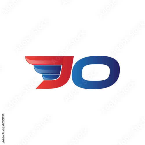 fast initial letter JO logo vector wing