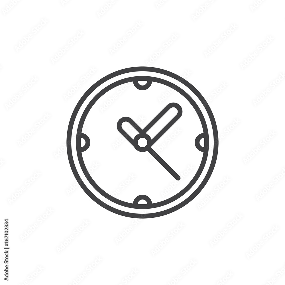 Clock line icon, outline vector sign, linear style pictogram isolated on white. Symbol, logo illustration. Editable stroke. Pixel perfect vector graphics Clock line icon, outline vector sign, linear style pictogram isolated on white. Symbol, logo illustration. Editable stroke. Pixel perfect vector graphics