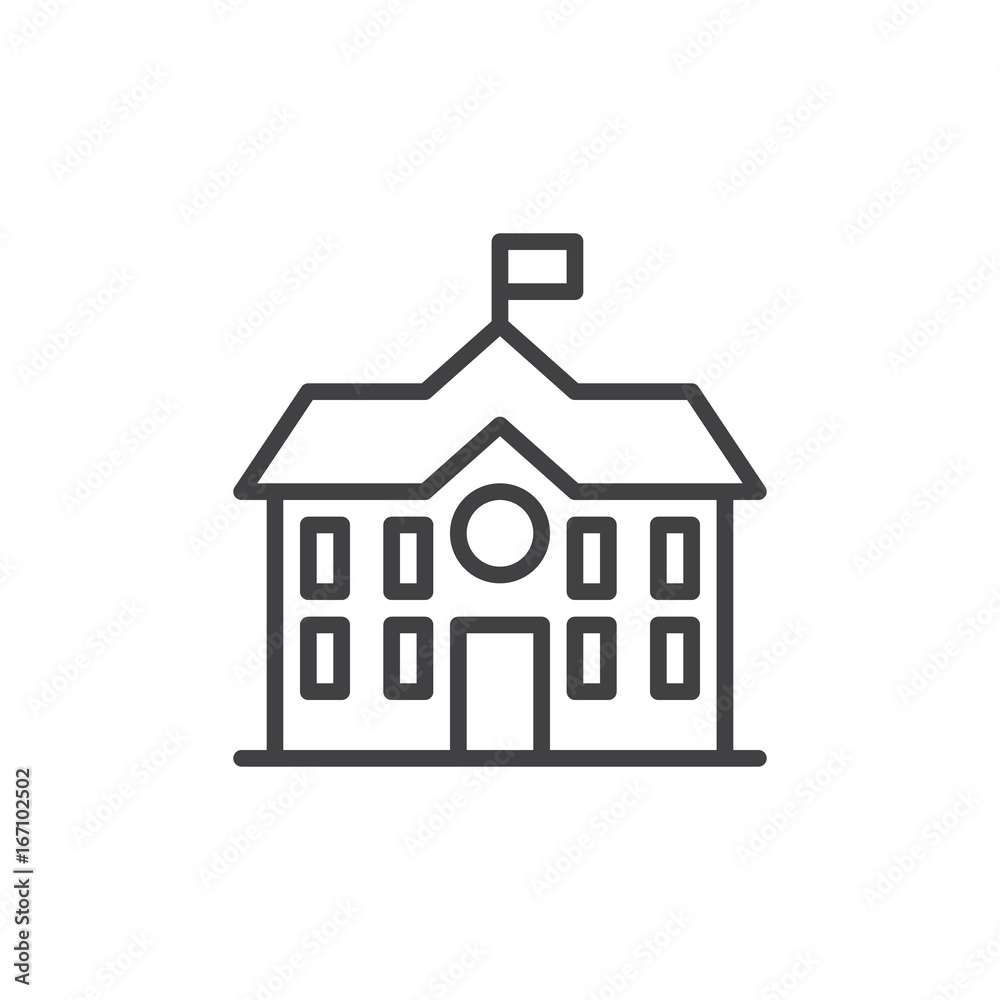 High school building line icon, outline vector sign, linear style pictogram isolated on white. Symbol, logo illustration. Editable stroke. Pixel perfect vector graphics High school building line icon, outline vector sign, linear style pictogram isolated on white. Symbol, logo illustration. Editable stroke. Pixel perfect vector graphics