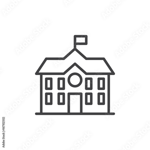High school building line icon, outline vector sign, linear style pictogram isolated on white. Symbol, logo illustration. Editable stroke. Pixel perfect vector graphics