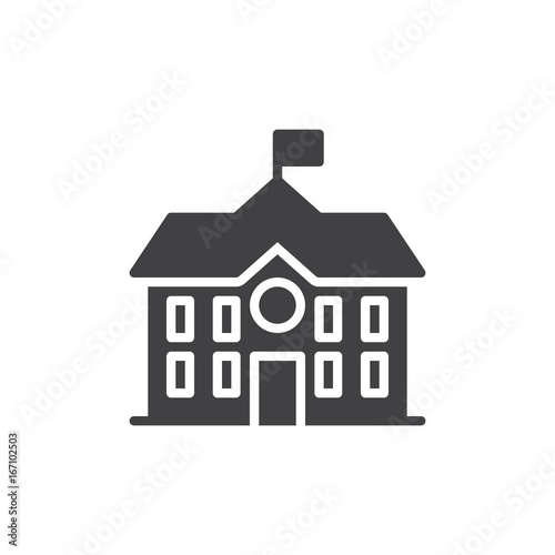 High school building icon vector, filled flat sign, solid pictogram isolated on white. Symbol, logo illustration. Pixel perfect vector graphics