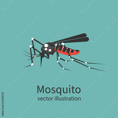 Mosquito icon isolated on background. Insect sign. Pest control. Vector illustration flat design. Bloodsucker cartoon.