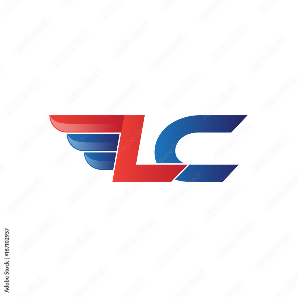 fast initial letter LC logo vector wing fast initial letter LC logo vector wing