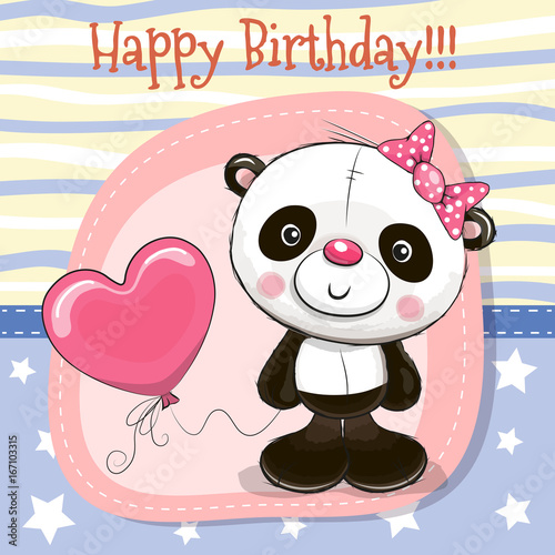 Fototapeta Naklejka Na Ścianę i Meble -  Cute Cartoon Panda with balloon