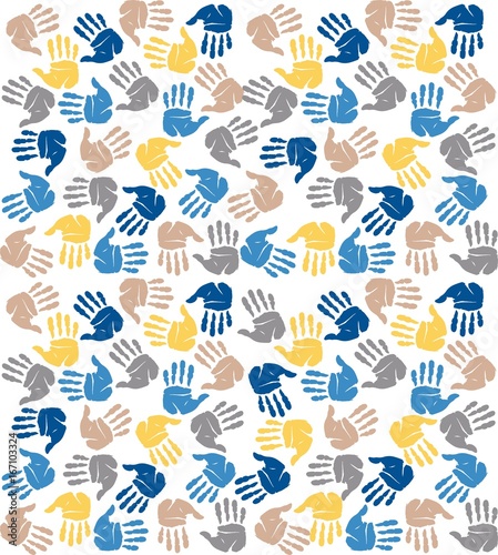 hands mountains pattern