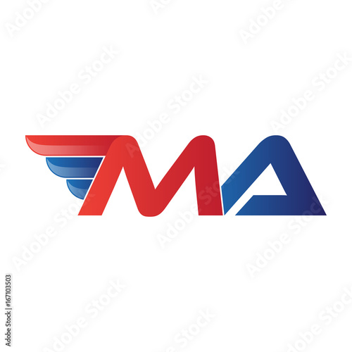 fast initial letter MA logo vector wing