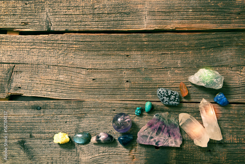 Foto Multiple semi precious gemstones on board
