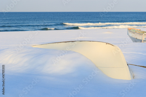 雪景色の弓ヶ浜展望台