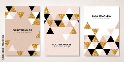 Banners set with gold triangles decor