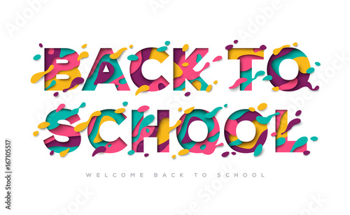 Back to school typography with paper cut shapes