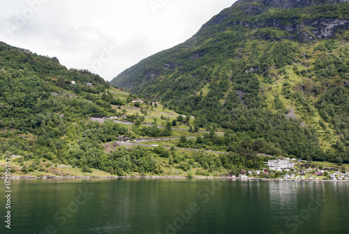 Switchback road at Geiranger in Norway