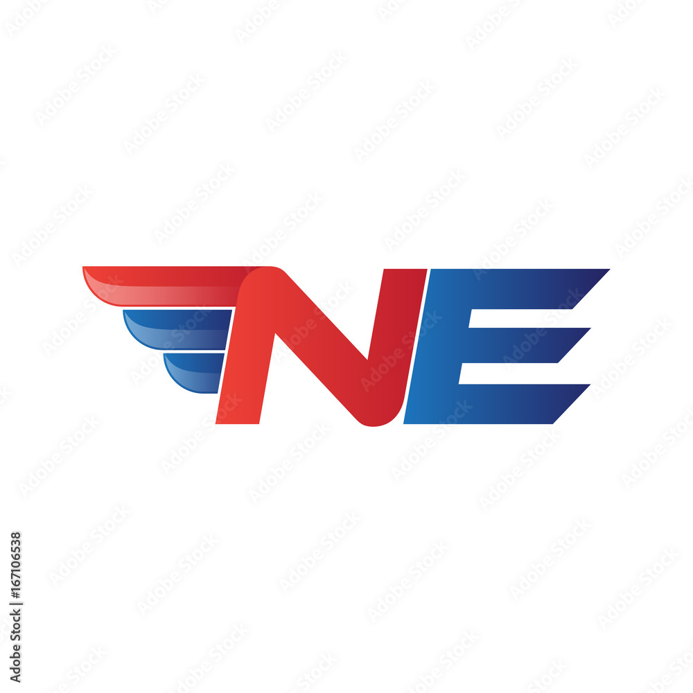 fast initial letter NE logo vector wing fast initial letter NE logo vector wing