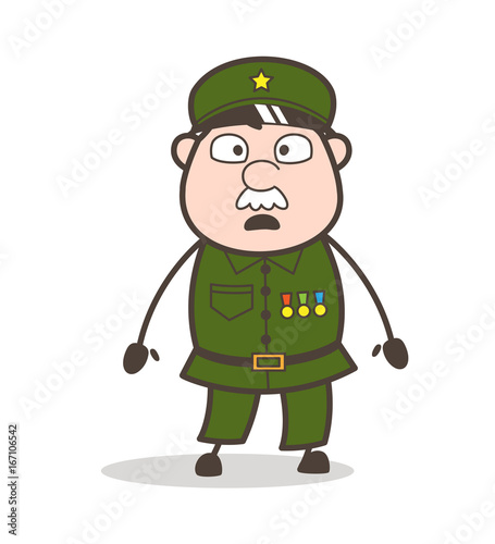 Cartoon Sergeant Shocked Face Vector Illustration