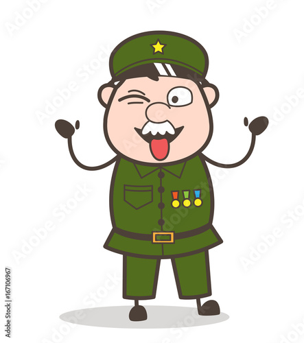 Cartoon Naughty Sergeant Teasing Vector Illustration