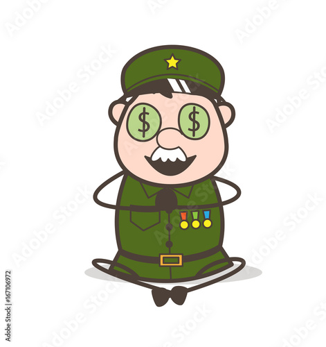 Cartoon Sergeant Money-Mouth Face Vector Illustration
