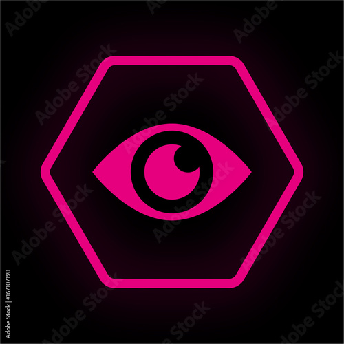 Neon Button Polygon - Auge