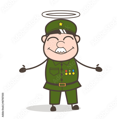 Cartoon Good Sergeant with Halo Vector Illustration