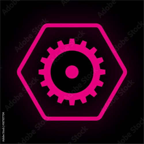 Neon Button Polygon - Zahnrad einstellen