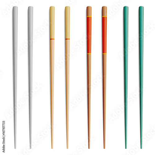 Chopsticks Vector. For Exotic Nutrition, Sushi Restaurant, Sea Food Design. Asian Food Chopsticks Isolated Illustration