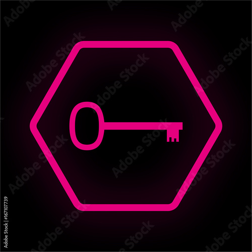 Neon Button Polygon - Schlüssel geheim