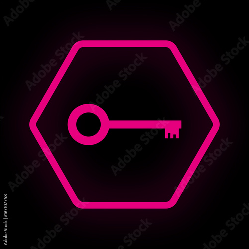 Neon Button Polygon - Schlüssel privat