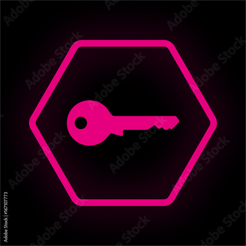 Neon Button Polygon - Schlüssel Sicherheit
