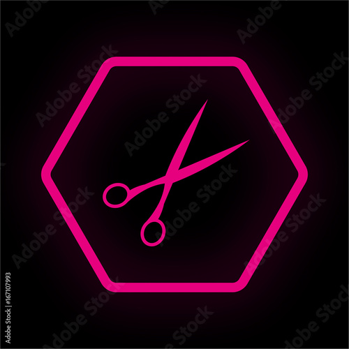 Neon Button Polygon - Schere