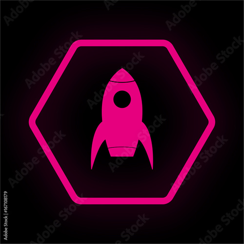 Neon Button Polygon - Start-Up Rakete