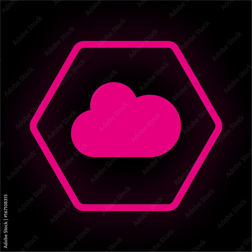 Neon Button Polygon - Wolke