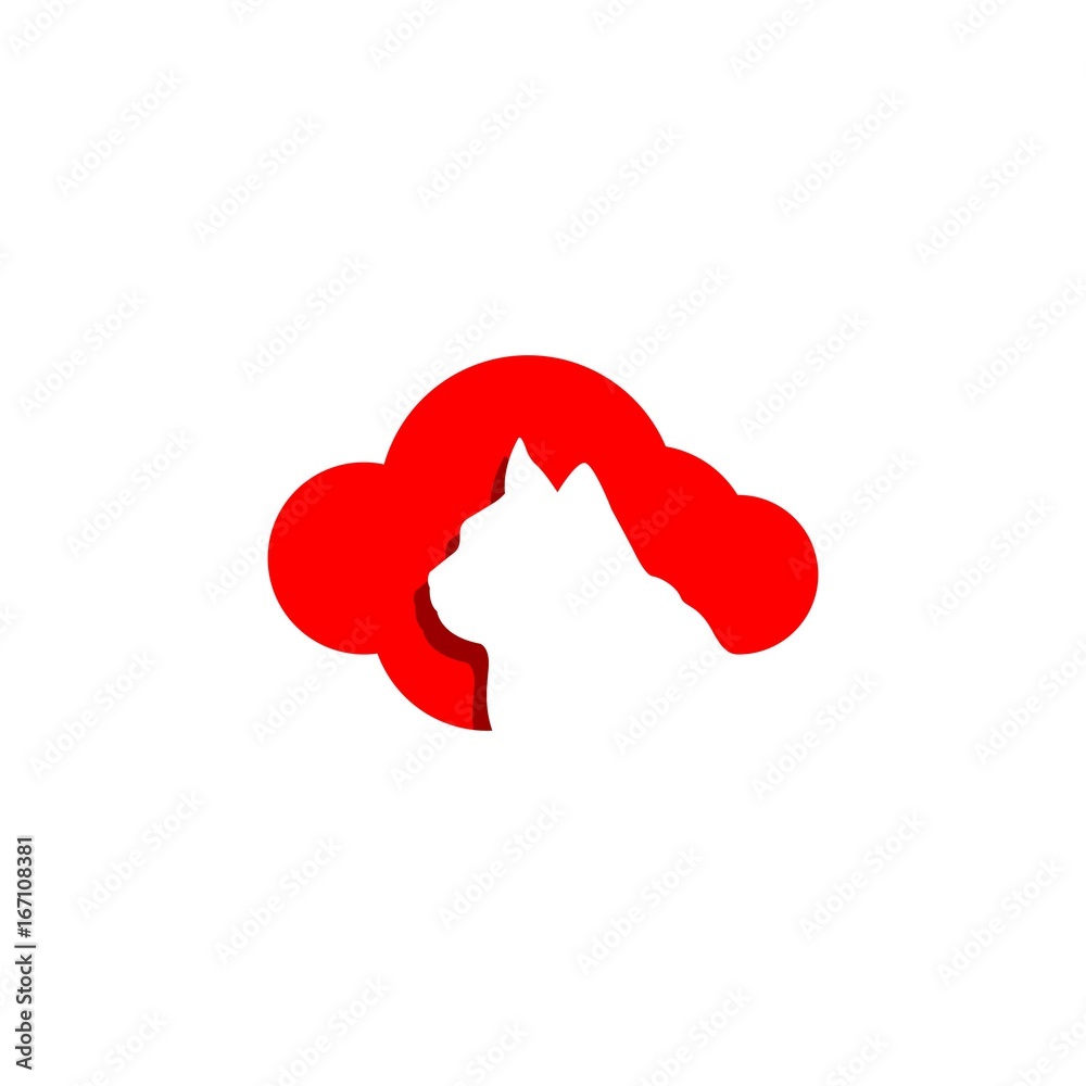 cloud cat head icon vector logo cloud cat head icon vector logo