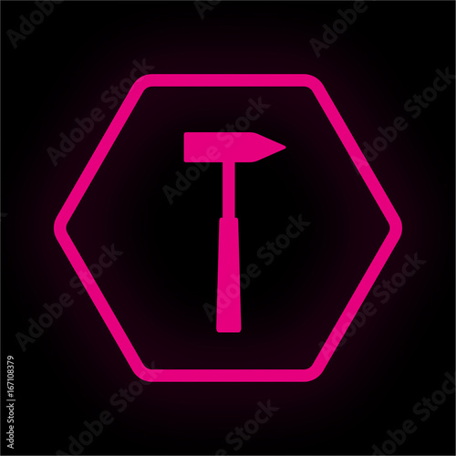 Neon Button Polygon - Hammer