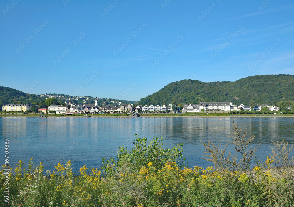 Blick auf den beliebten Kurort Bad Breisig am Rhein,Rheinland-Pfalz,Deutschland