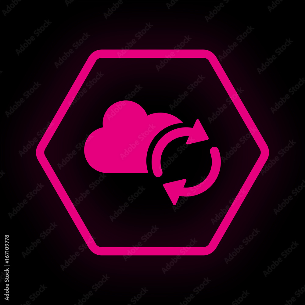 Neon Button Polygon - Wolke Synchronisation